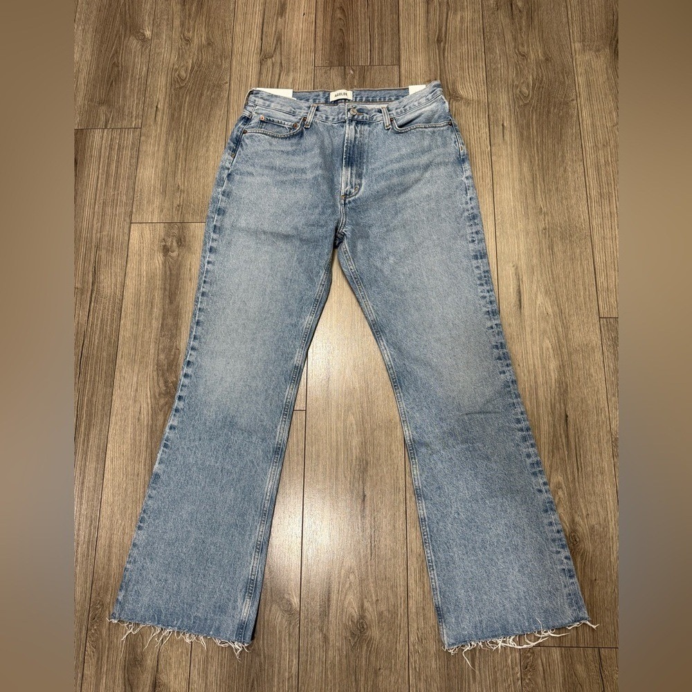 NWT AGOLDE LEENA JEAN MID RISE BABY FLARE in STAGE‎ SZ 32